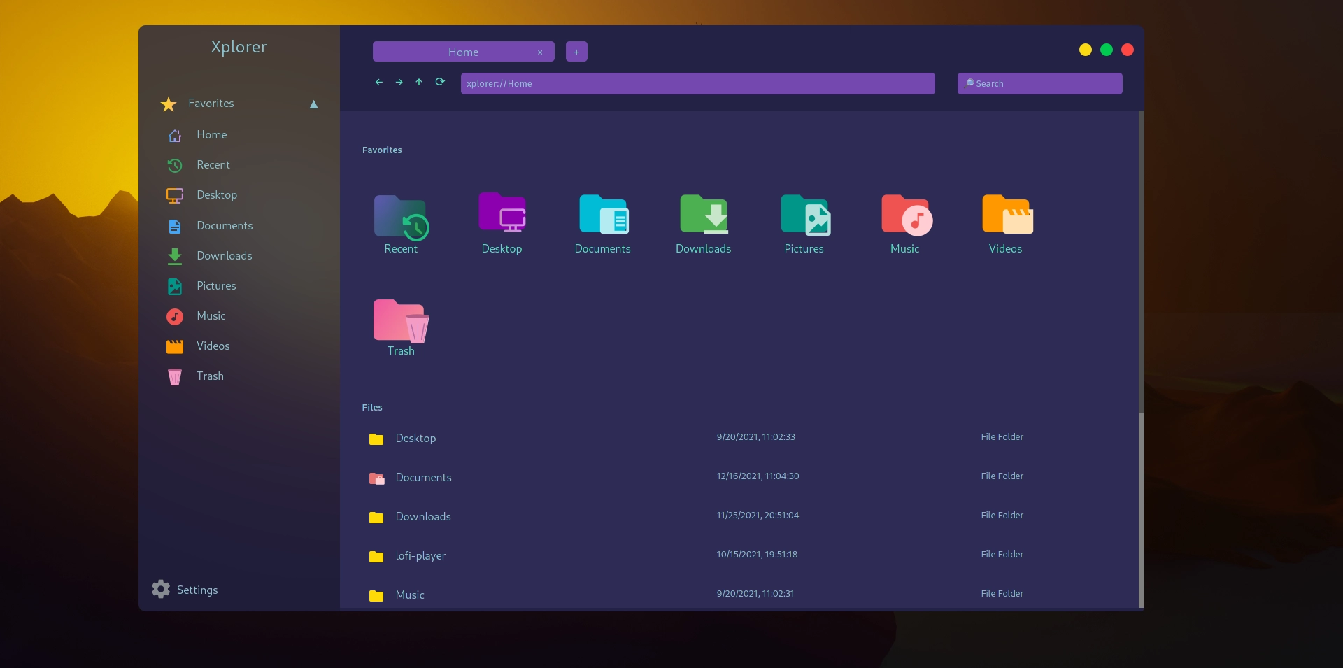 Xplorer shades of purple on Linux